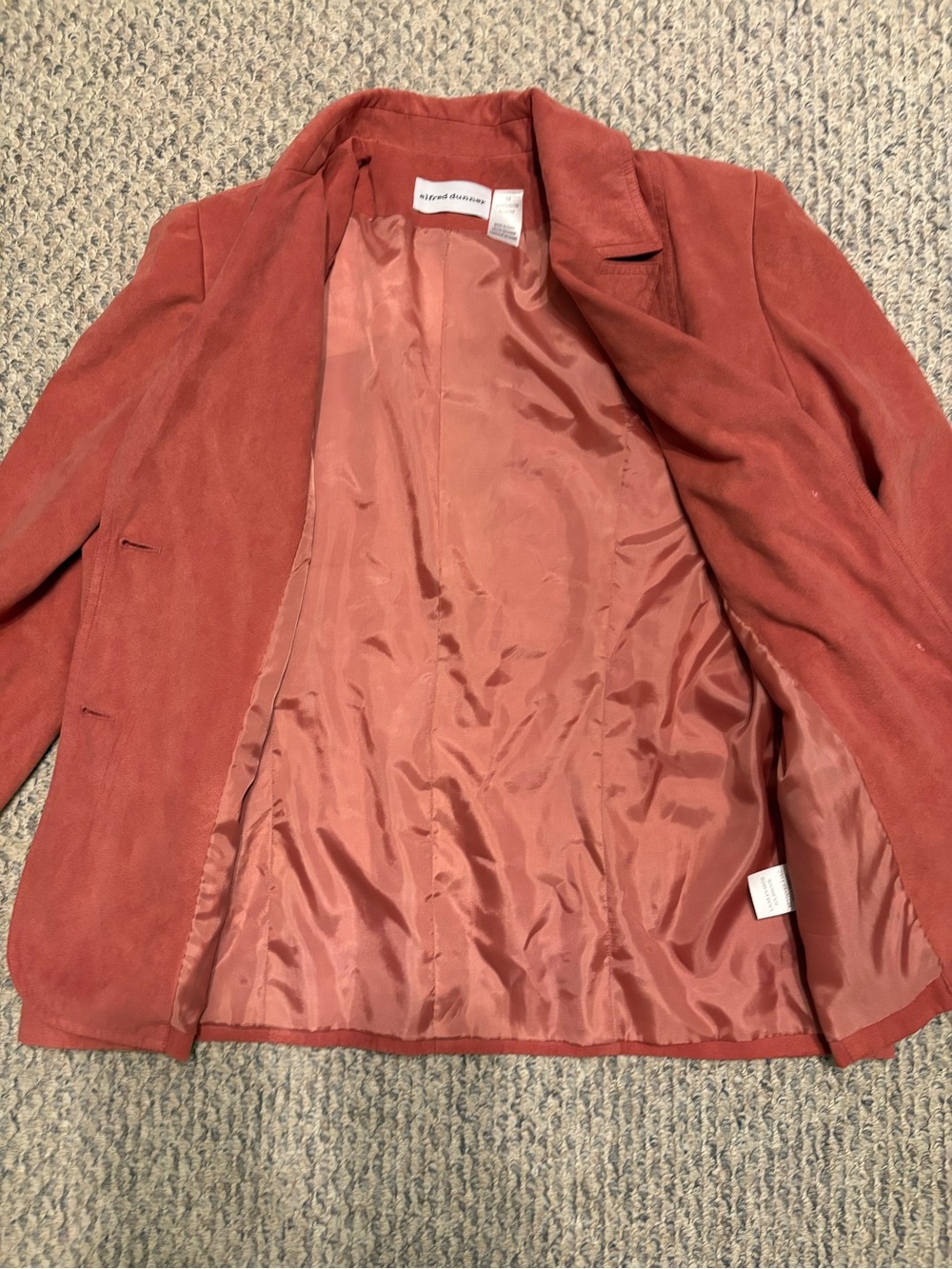 Alfred Dunner Rust-Pink Suede Two-Button Blazer - Picture 2 of 6